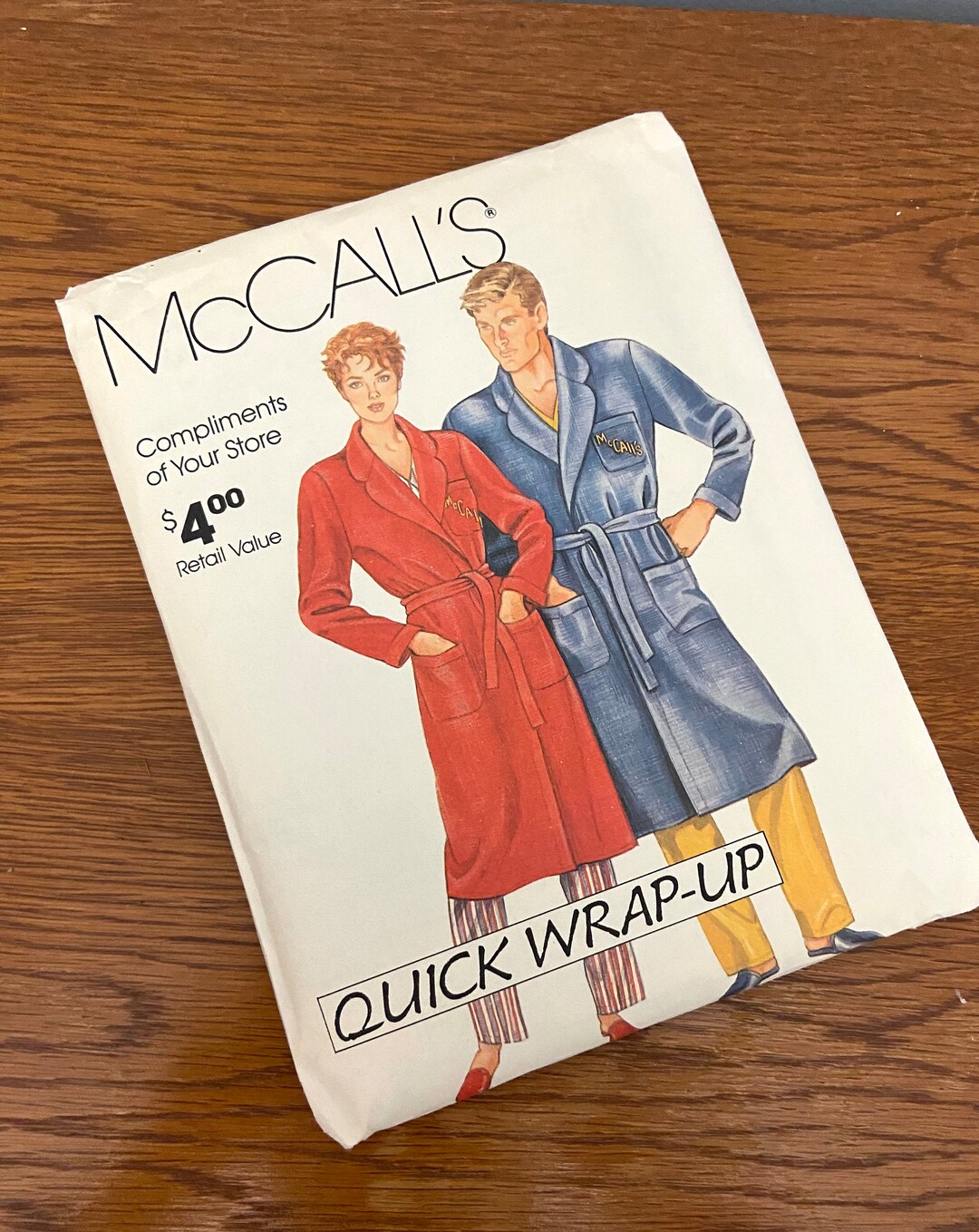 Sewing Pattern, Uncut Mccall's Robe, Men's and Misses, Size S, M, L, XL ...