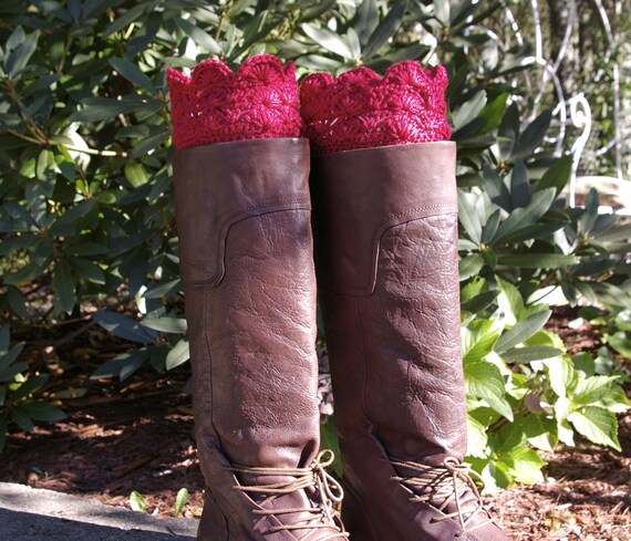 Boot Cuffs Crochet Boot Cuffs in Scarlet Red Crochet Boot Toppers