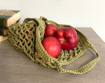 Crochet Market Bag, Cotton Produce Bag, Eco Friendly