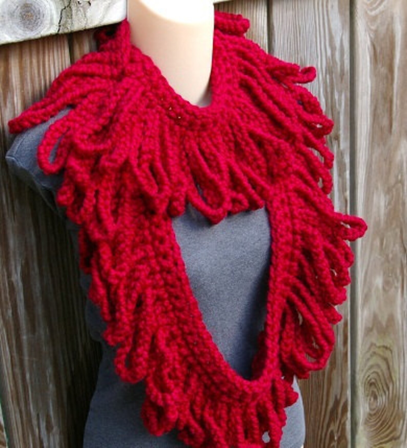 Crochet Pattern Loop Fringe Infinity Scarf PDF - Etsy