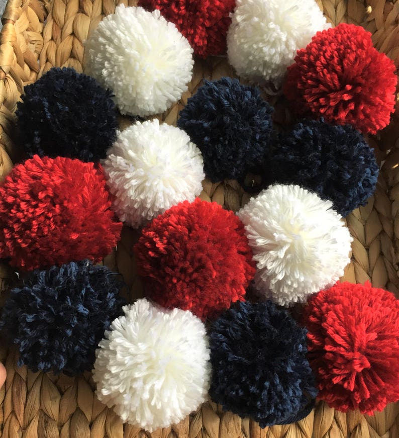 Navy Blue Pom Poms Extra Large Set of 5 Etsy