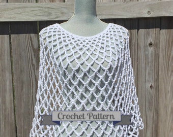 Crochet Pattern, Summer Poncho Pattern, Crochet Poncho Pattern