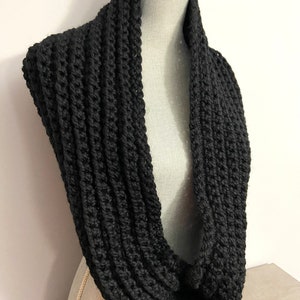 Crochet Snood, Black Cowl, Wednesday Inspired image 4