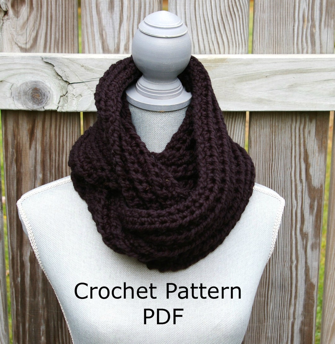 Crochet Pattern Infinity Scarf Chunky Ribbed Instant Download PDF - Etsy