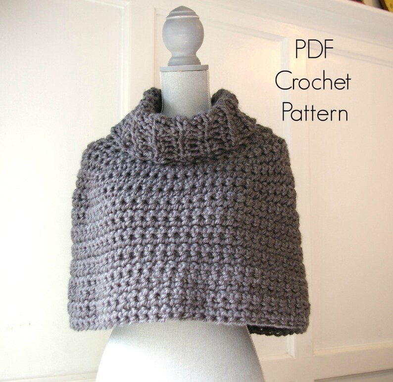 Crochet Pattern PDF Capelet Cowl Poncho Instant Download image 1