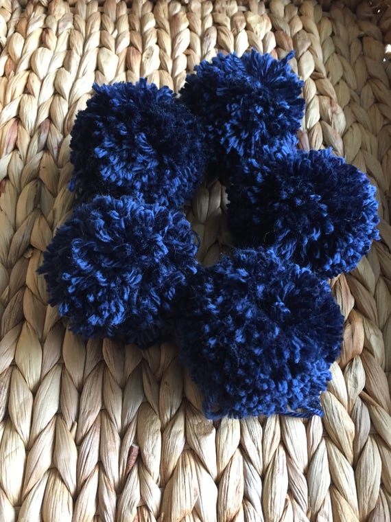 Navy Blue Pom Poms Extra Large Set of 5 Etsy