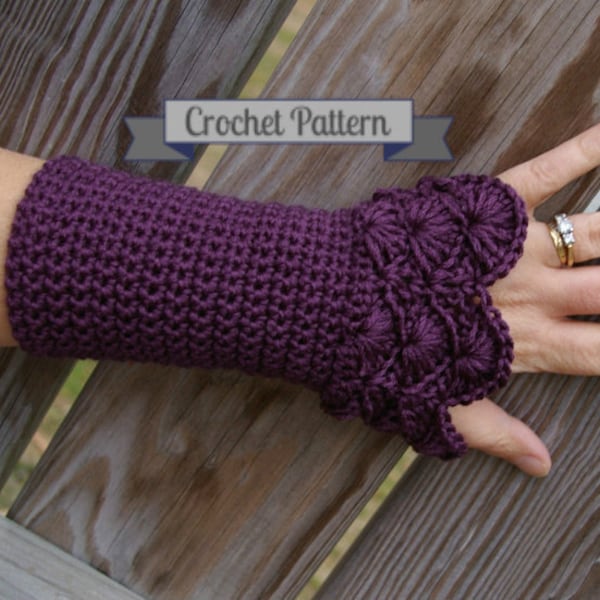 Crochet Pattern Arm warmers in Peacock Pattern PDF