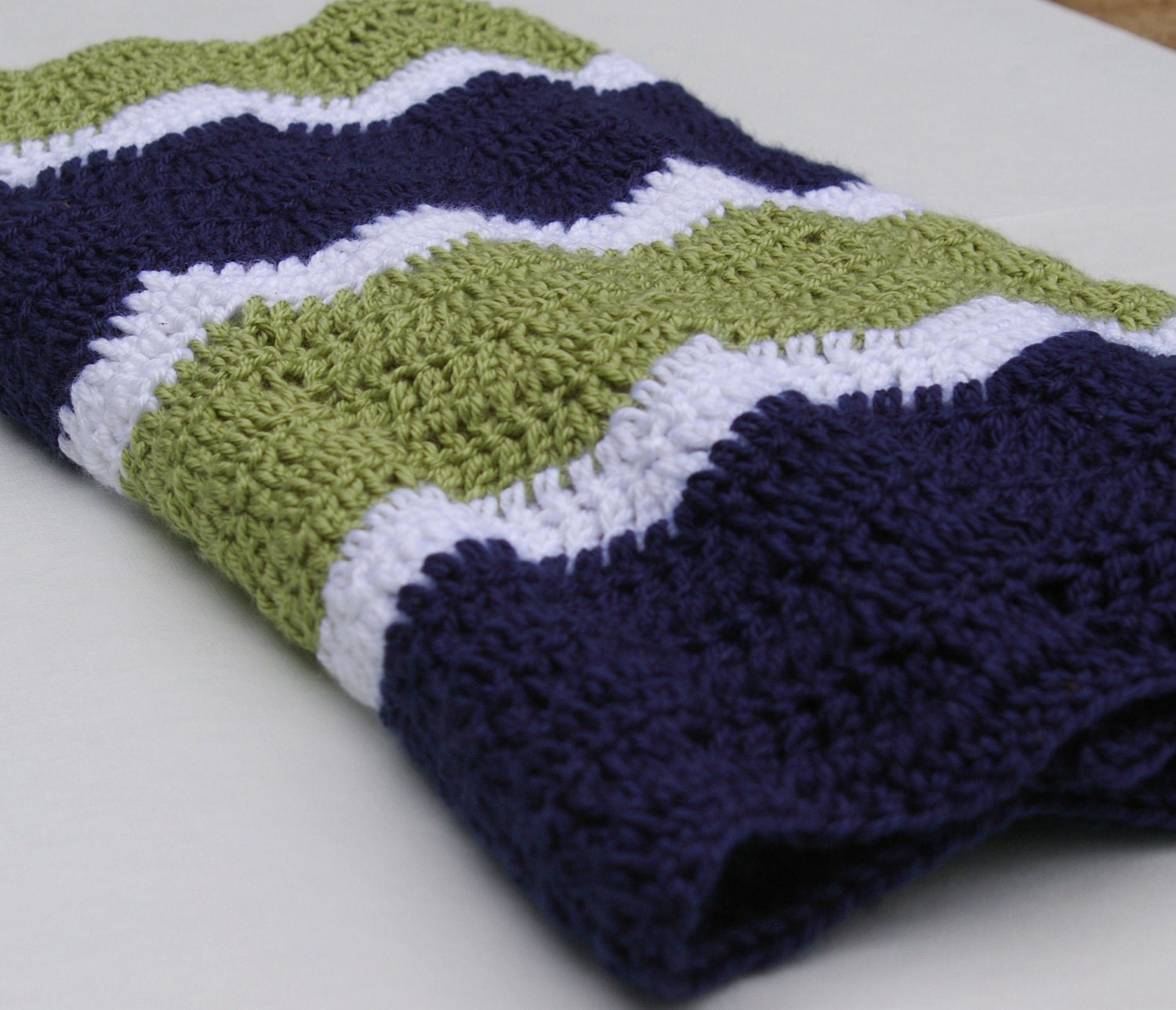 Crochet Baby Blanket Blue Green White Baby Afghan Etsy