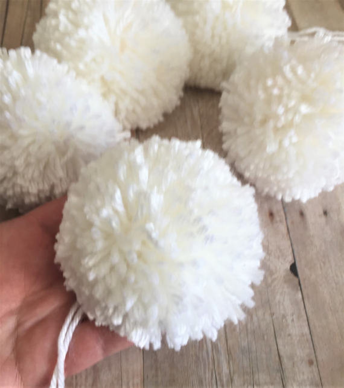 White Pom Poms Extra Large Set of 5 | Etsy