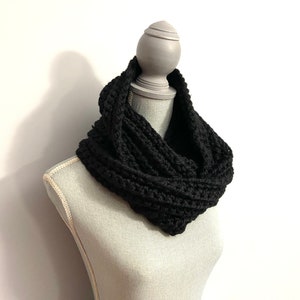 Crochet Snood, Black Cowl, Wednesday Inspired image 1