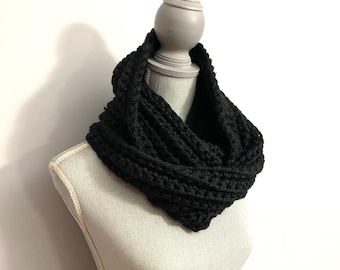 Crochet Snood, Black Cowl, Wednesday Inspired