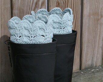 Crochet Boot Cuffs Boot Socks Leg Warmers in Aqua Crochet Boot Socks