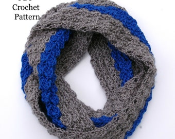 Instant Download Crochet Pattern Infinity Scarf Color Block