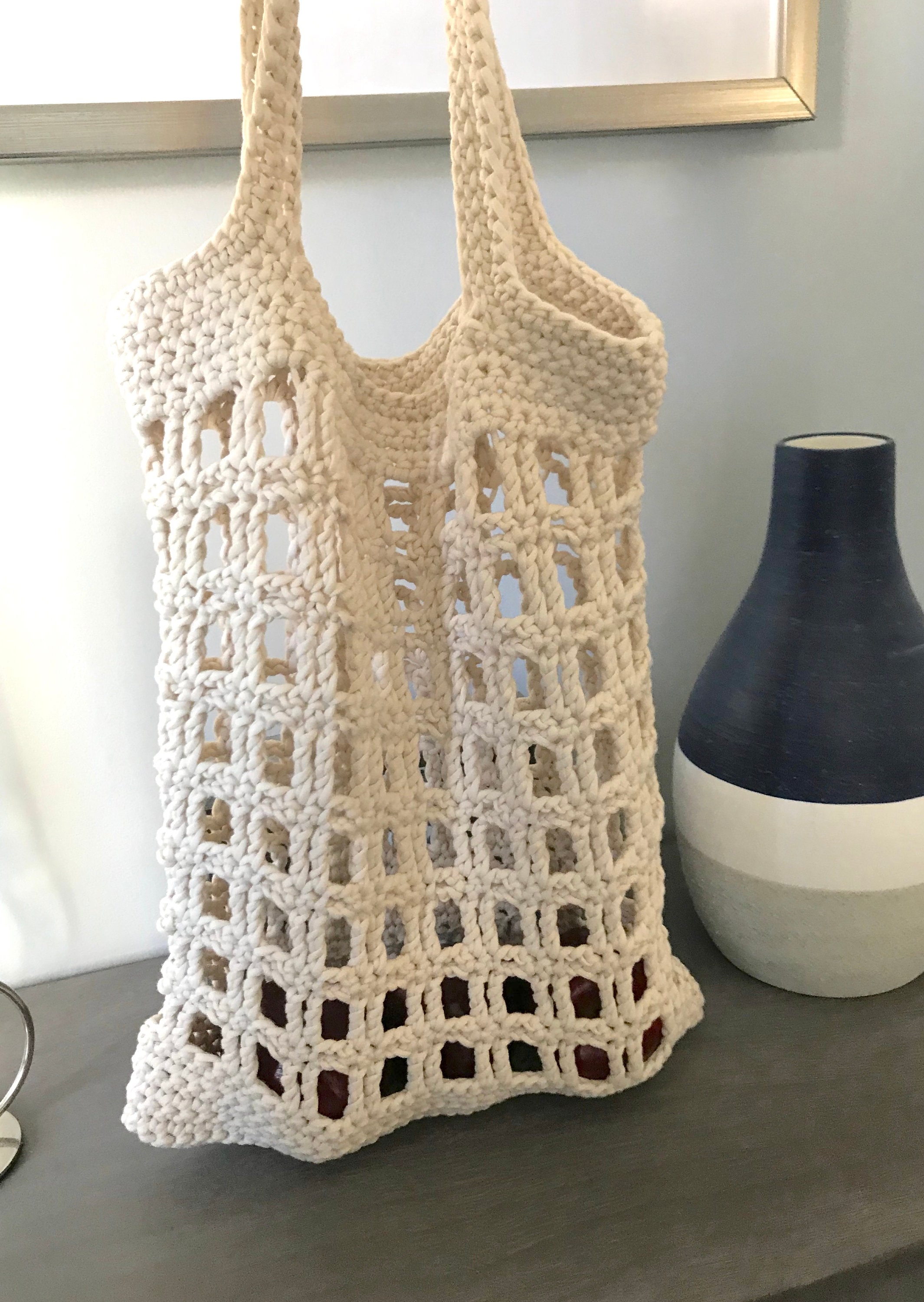 Crochet Pattern Mesh Market Tote, Beach Bag, Instant Download - Etsy