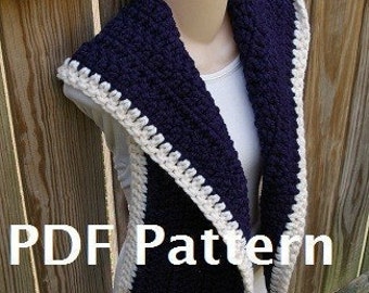 Hooded Scarf Crochet Pattern Chunky PDF