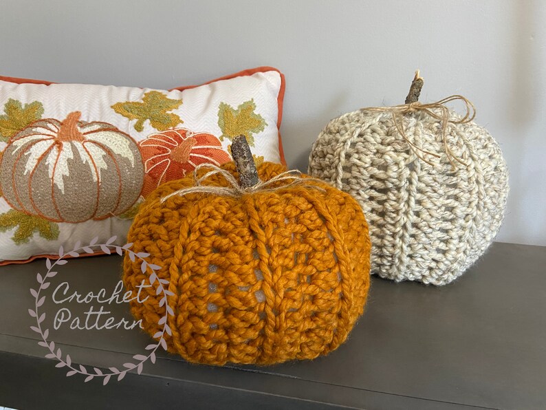 Large Chunky Pumpkins Crochet Pattern 2 Sizes image 1