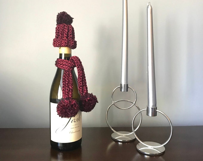 Wine Bottle Hat and Scarf Hand Crocheted in Metallic Etsy