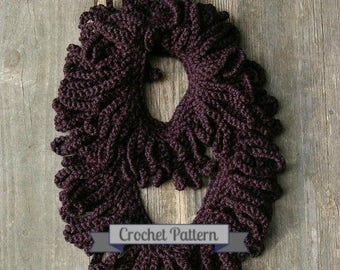 Crochet Pattern Loop Fringe Infinity Scarf PDF