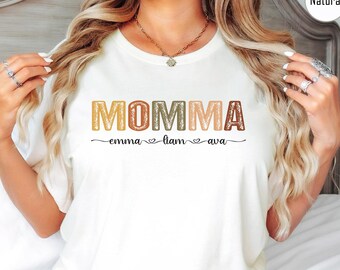 Personalized Momma Shirt: Custom Kids Names Tee, New Mom Gift