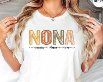 Personalized Nona T-shirt: Grandma Gift from Grandkids, Custom Shirt