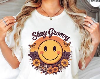 Retro Stay Groovy Shirt, Preppy Shirt, Hippie Summer Shirt, Hippie 70s Summer Shirt, Peace Sign Shirt, Summer Shirt, Groovy Shirt