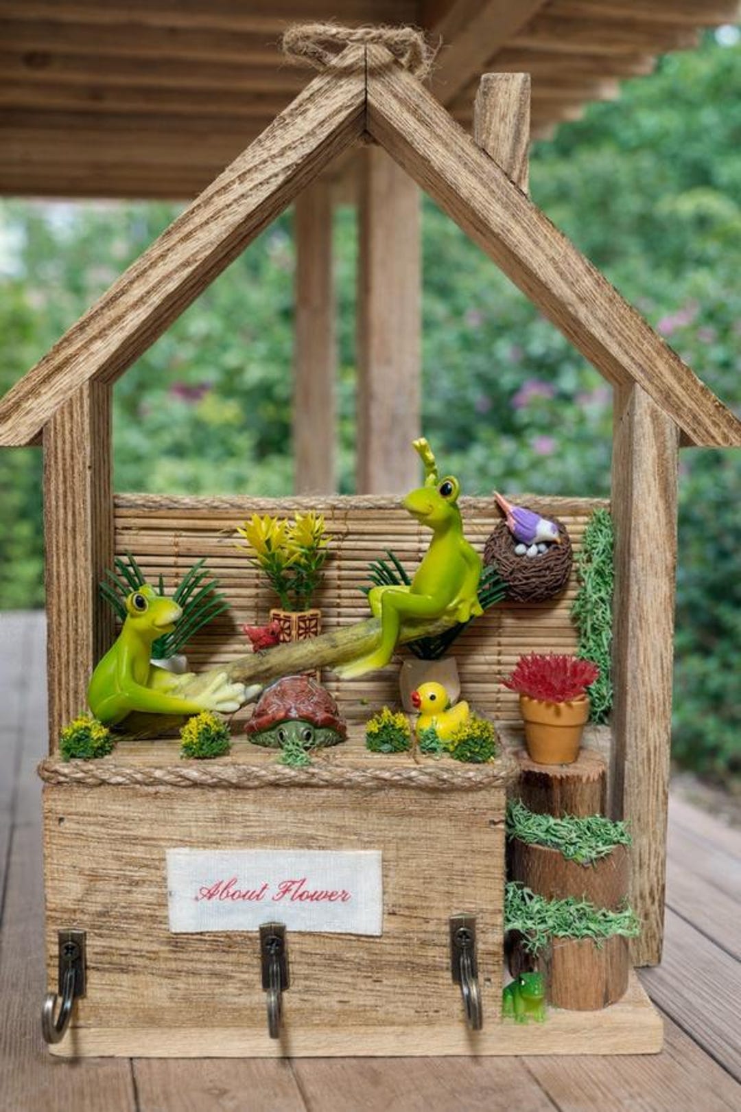 Miniature Key Box Miniature Key Holder House, Wall Key Rack, Handmade Rustic Decor, Frog ...