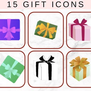 15 icone clip art per regali/presenti - Compleanni, celebrazioni, offerte speciali, marketing, sorprese, lotteria / PNG - Download digitale istantaneo