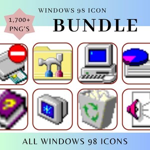 1,700+ Retro Windows 98 Icon PNG Bundle | All Windows 98 Icons - Digital Product | Instant Download