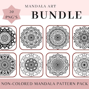 Pacote de Arte Mandala: 20 Páginas para Colorir e Alívio do Estresse para Imprimir (Download Digital)