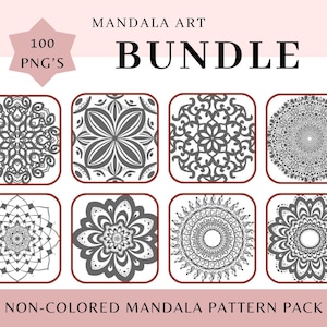 100 Mandala Art Bundle - Mandala for stress relief, Adult Mandala coloring, 100 pages to soothe the soul. Printable Mandalas for coloring.