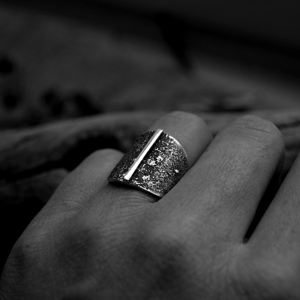 Bague homme ou femme Poussière d'étoiles argent massif stardust men ring sterling silver ring