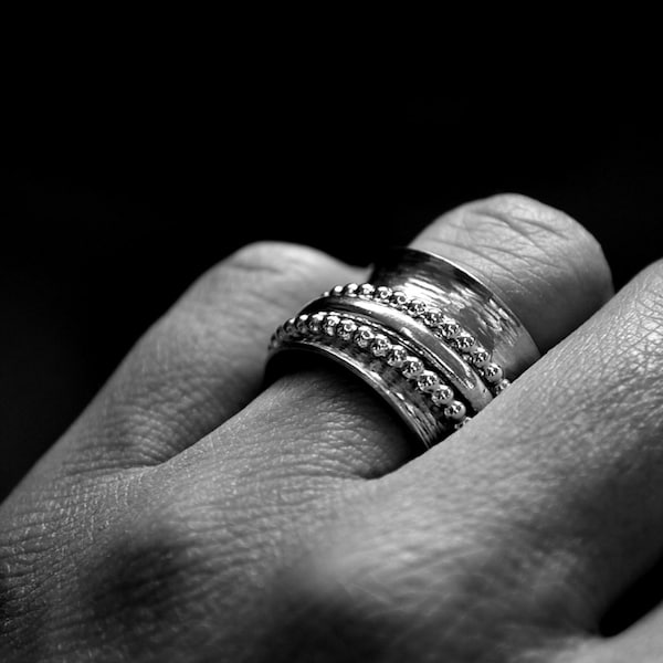 Bague en argent massif composée de 4 anneaux, Spinner ring