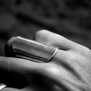 Bague longue en argent massif, long ring sterling silver