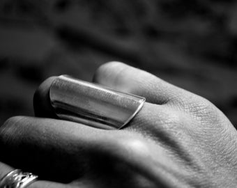 Bague longue en argent massif, long ring sterling silver