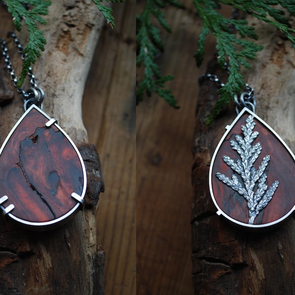 Pendant Life in the Woods - narra root and 950 silver