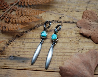Kalon turquoise pendant earrings set with drops in 925 silver