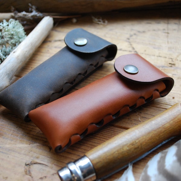 Etui à couteau Opinel No 6, 8 ou 10 avec passant de ceinture cuir tannage végétal