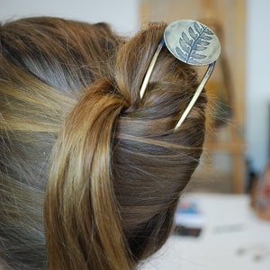 Barrette pic à cheveux broche en laiton imprimé Fougère laiton vieilli image 4