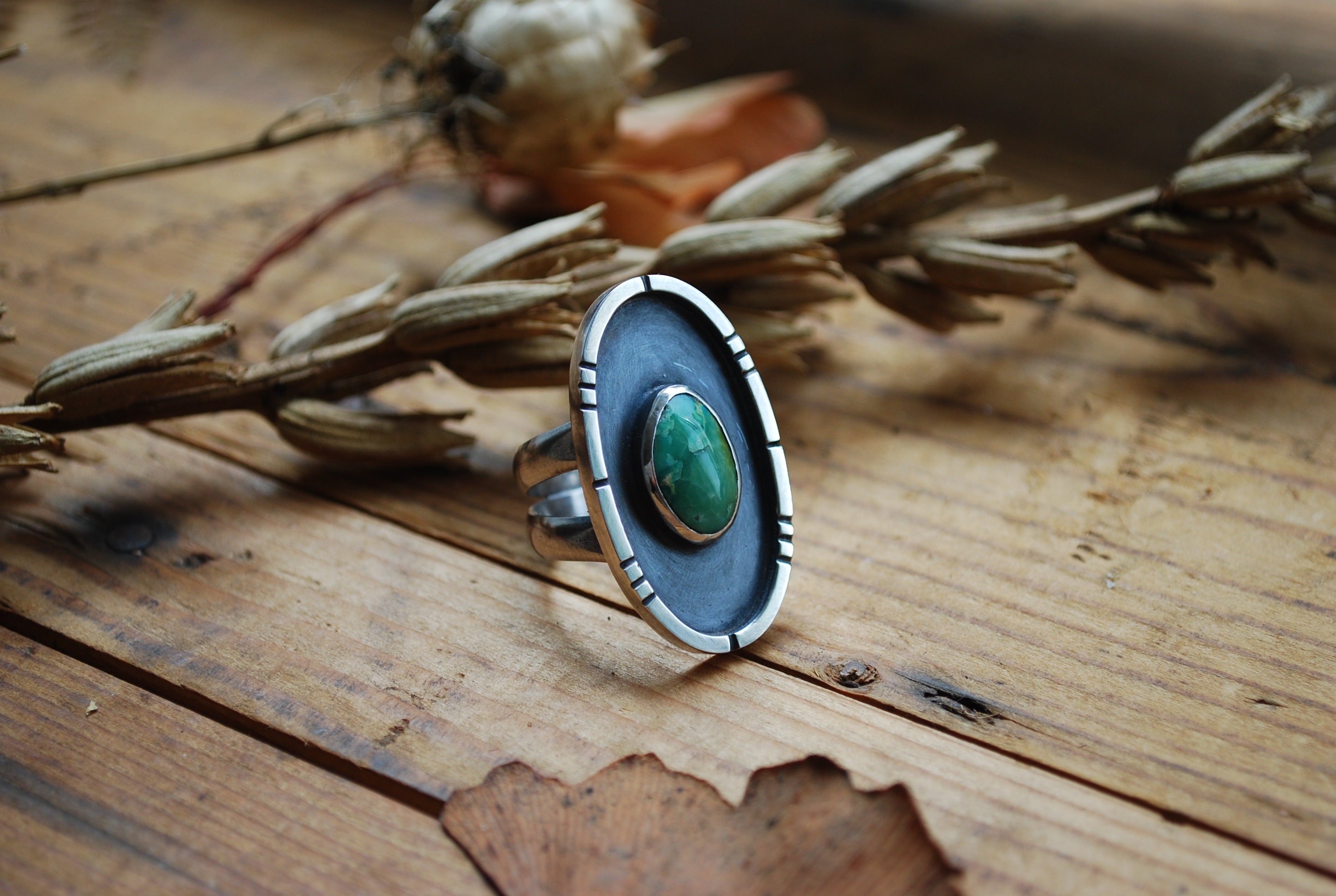 Original Ring T57.5 / US8 Arizona Turquoise and 950 Silver - Etsy