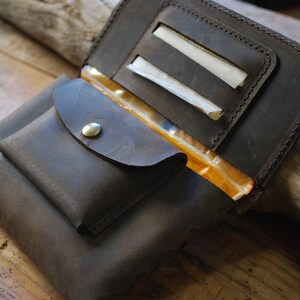 Blague à tabac en cuir marron foncé leather tobacco pouch image 2