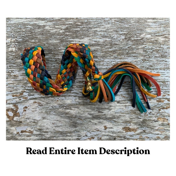 Rainbow Handmade 8 Strand Flat Braided Leather Purse strap