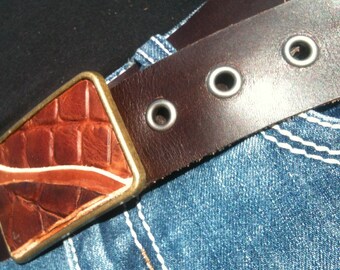 Brown Alligator Abstract Buckle