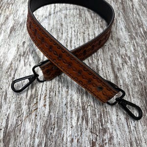 Hand Tooled Leather Bag Strap: Bohemian Boho Purse Strap