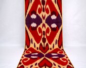 Red cotton ikat fabric, ikat fabric by the yard, ikat fabrics on sale hand woven fabrics, organic ikat fabrics Uzbek cotton ikat fabric