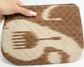 Quilted Ikat clutch, purse, brown ikat, brown purse, ikat bag, ikat clutch, ikat bag, ikat purse, silk purse, ikat fabric, evening clutch,
