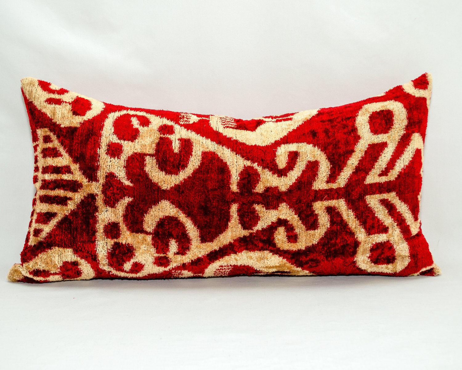 red ikat pillow