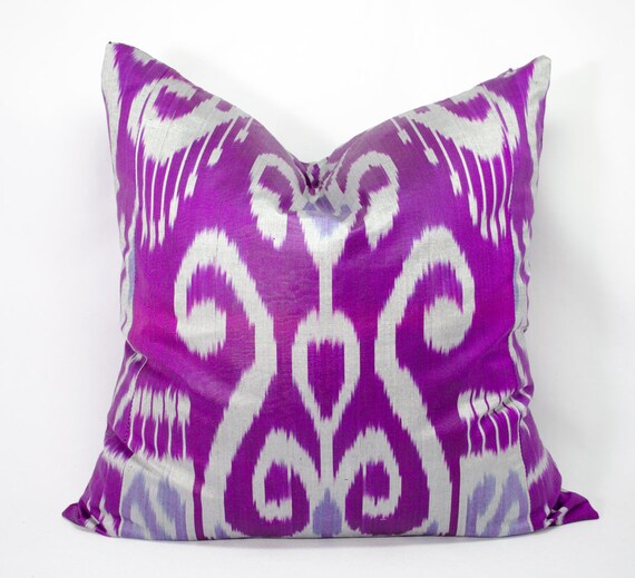 Purple Ikat Pillow Cover Decorative Ikat Throw Pillow Purple Etsy
