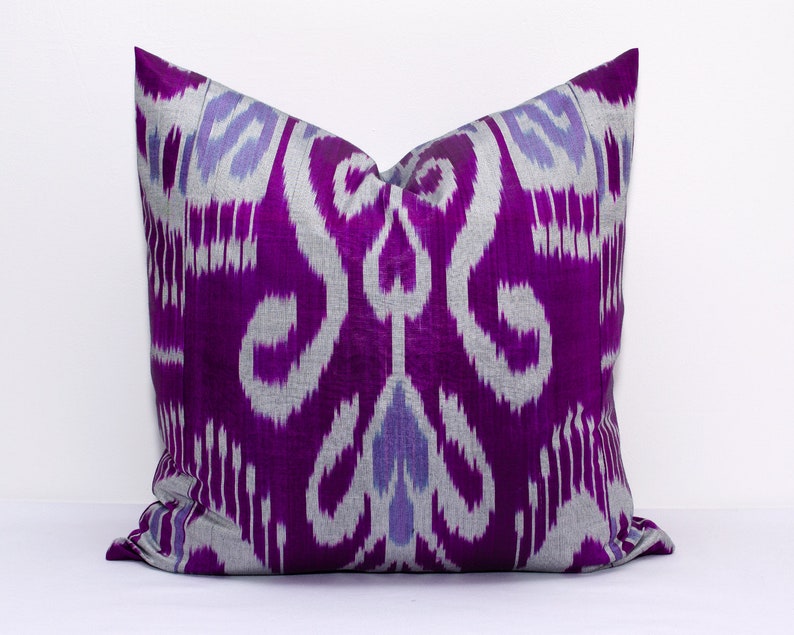 Uzbek Ikat Pillow Cover Cushion Ikat Pink Purple Blue Handmade Etsy