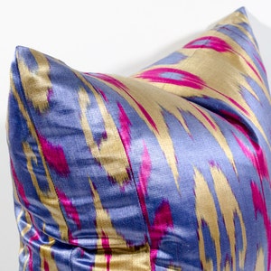 20x20 pink violet satin ikat pillow cover, violet cream, violet pillows, violet ikats, violet pink pillows, pink pillows, design pillows image 3