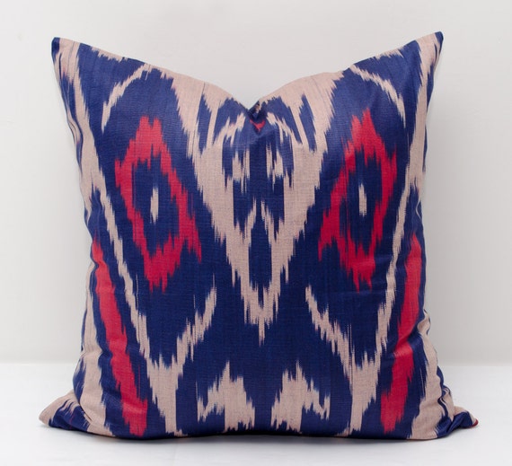 accent pillow handmade ikat bohemian pillow 15x15 blue red ikat pillow cover blue red pillows ikat decorative pillow ikat throw pillow ikat